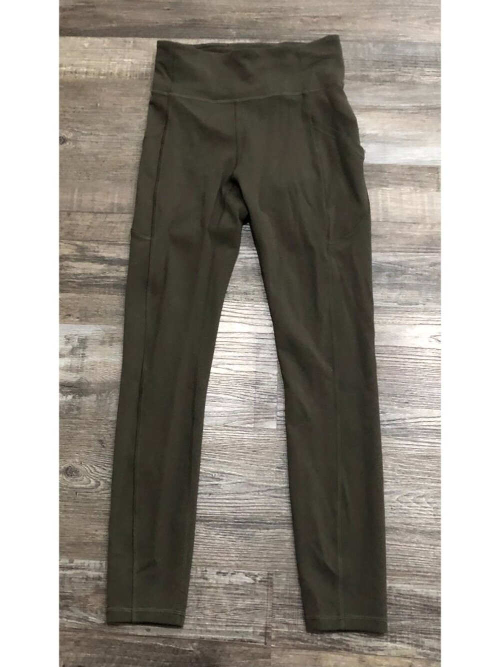 Lululemon Fast and Free Size 4 Dark Green Leggings Athletic Running Yoga Work O
